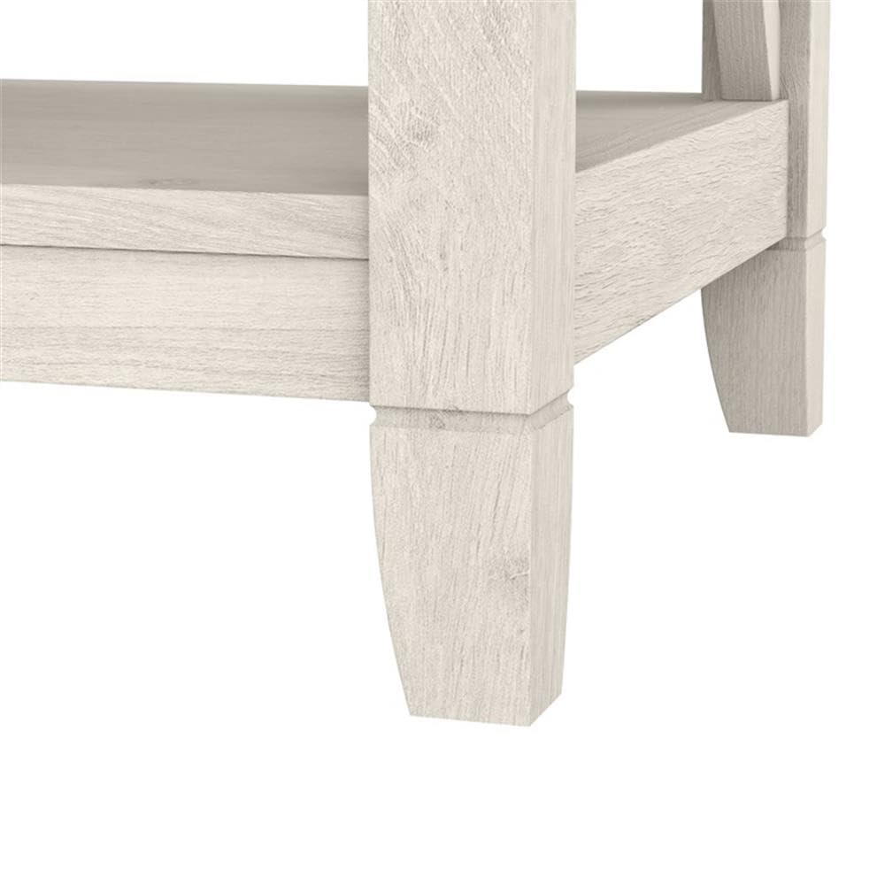 Linen White Oak Console Table with Drawers and Shelves Z2779