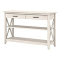 Linen White Oak Console Table with Drawers and Shelves Z2779