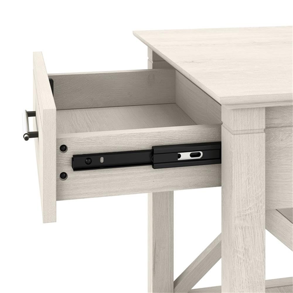 Linen White Oak Console Table with Drawers and Shelves Z2779