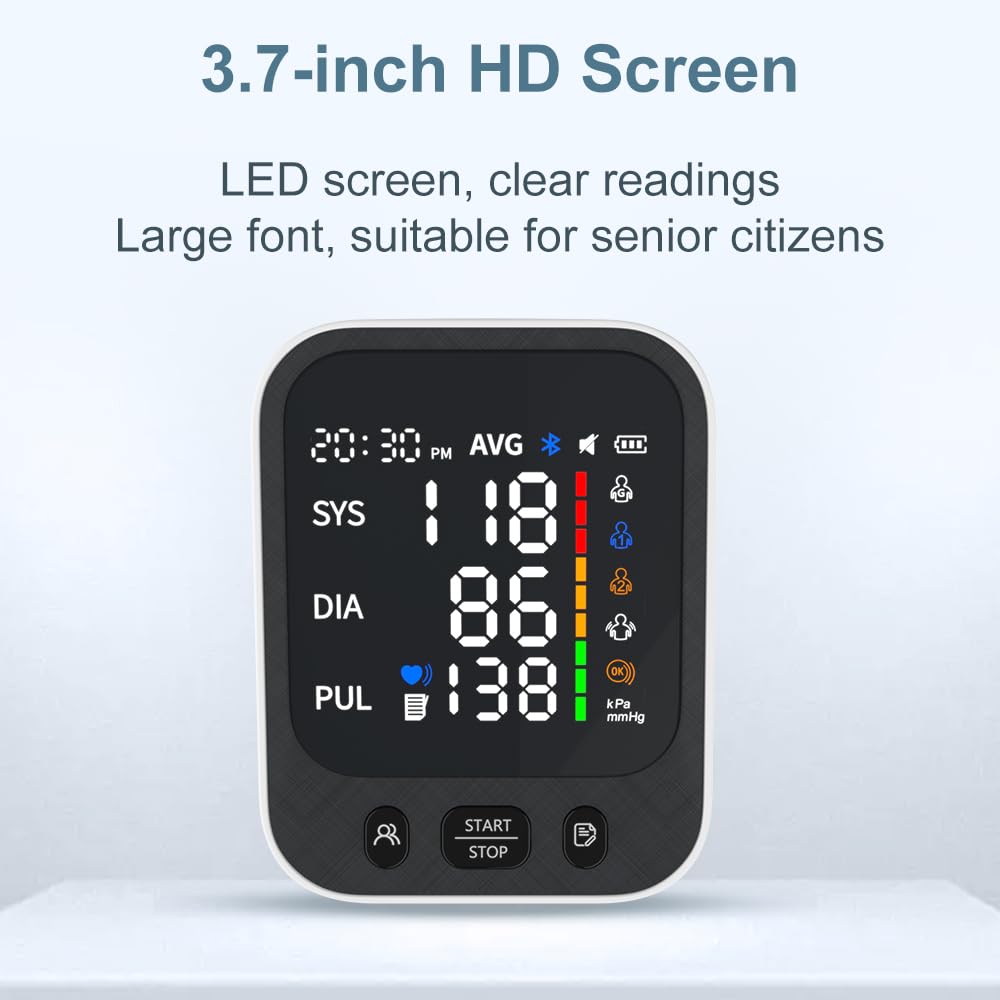 Automatic Upper Arm Blood Pressure Monitor with Large LED Screen and Adjustable Cuff G18434