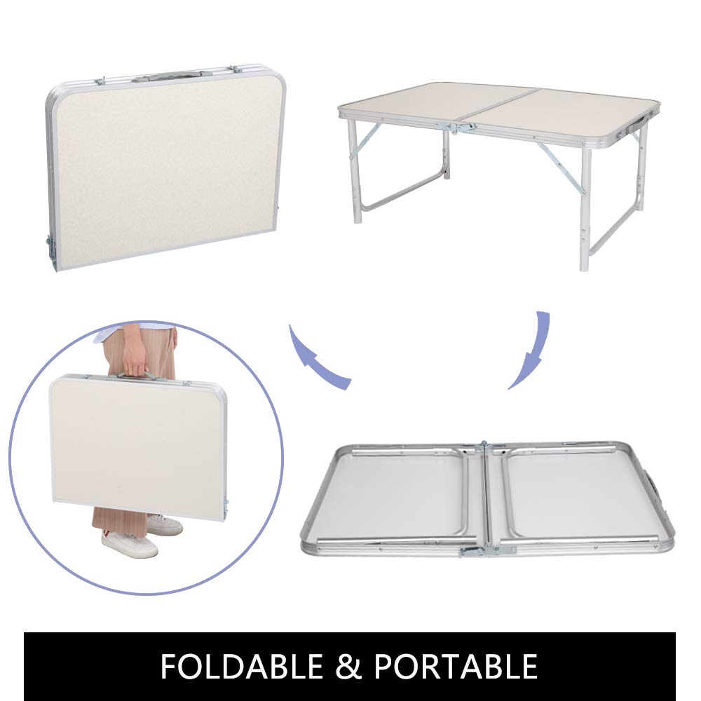 3ft Lightweight Aluminum Folding Picnic Camping Table with Carry Handle W6048