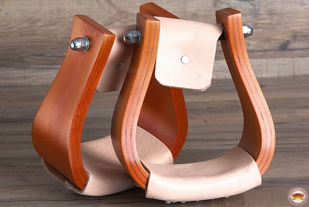 Wooden Offset Horse Saddle Stirrups Tan Large S1975