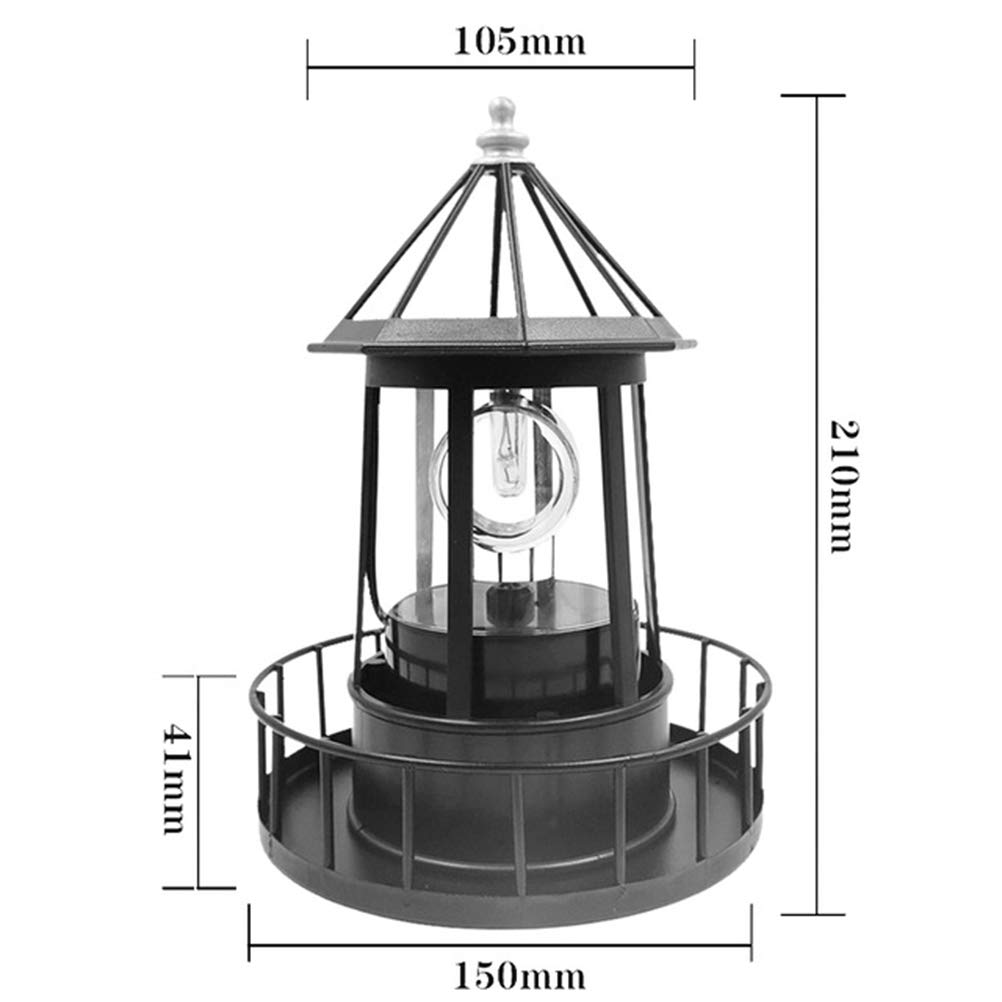 Black Wrought Iron Solar Lighthouse P286