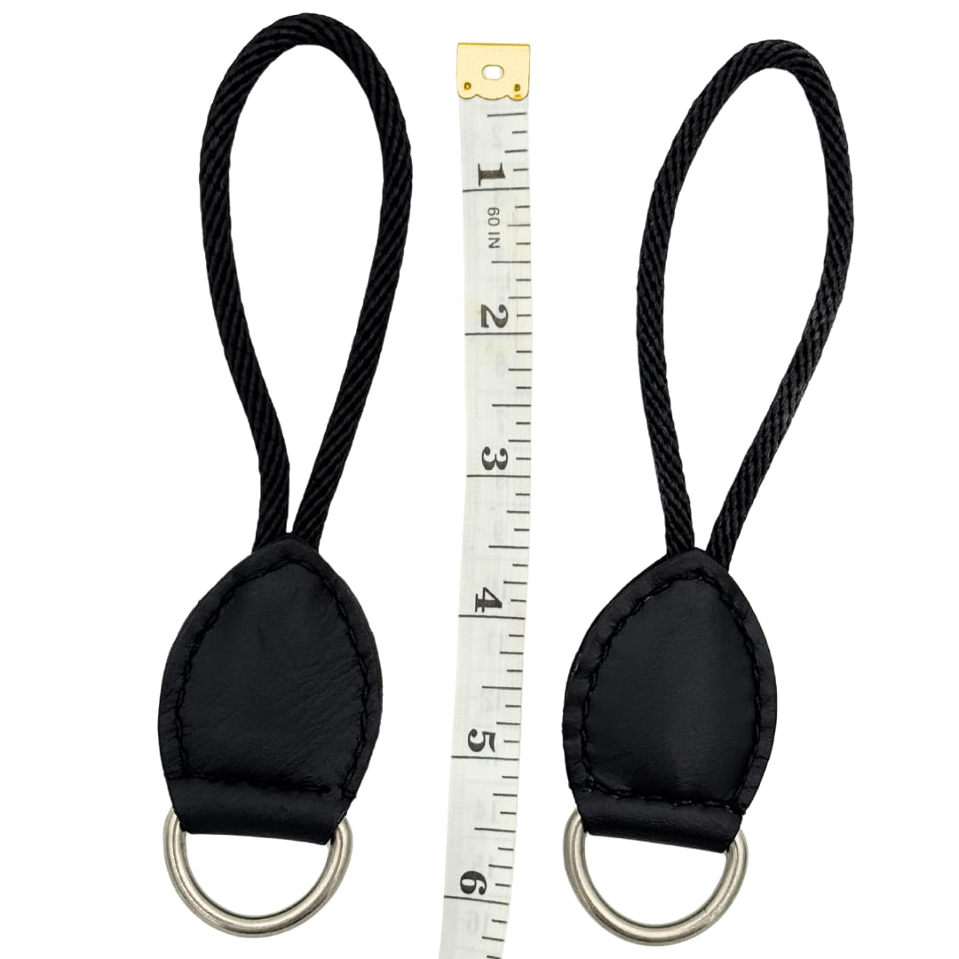 Black Leather Dee Ring Savers for Western Saddles J7283