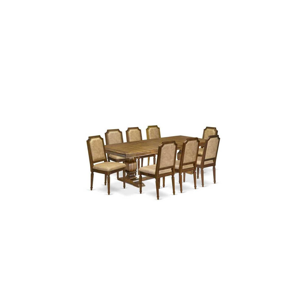 9 Piece Kitchen Table Set with 8 Dark Grey PU Leather Chairs M696171