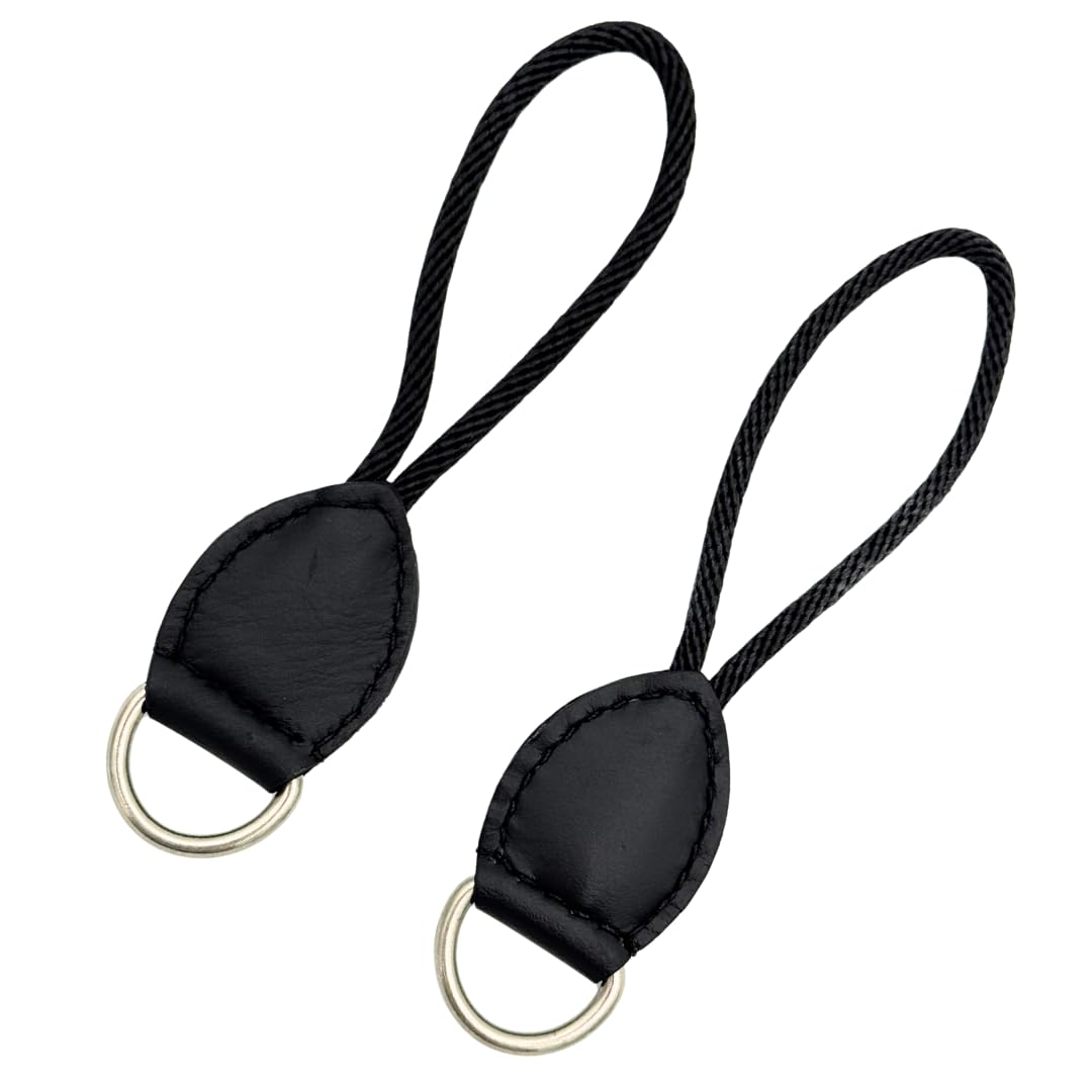 Black Leather Dee Ring Savers for Western Saddles J7283