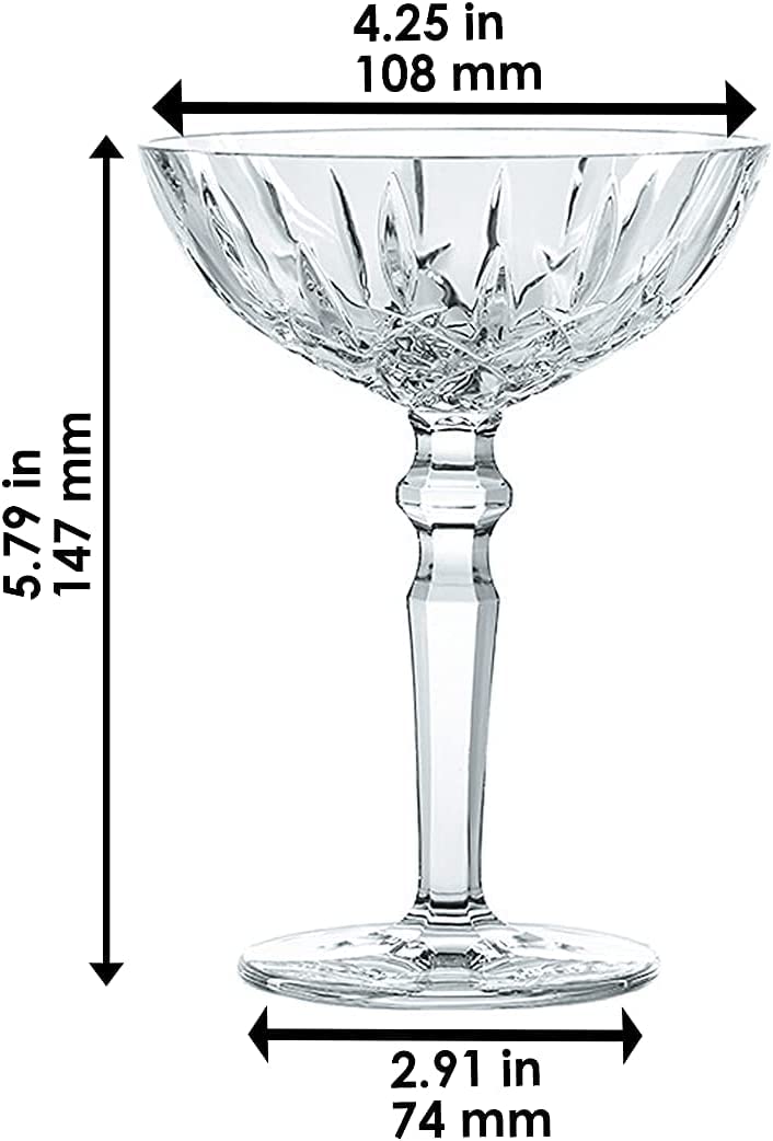 Clear Crystal Cocktail Coupe Glasses, Set of 2 W110