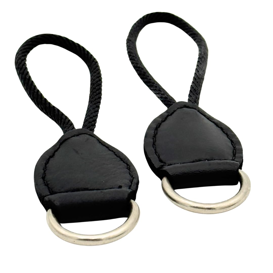 Black Leather Dee Ring Savers for Western Saddles J7283