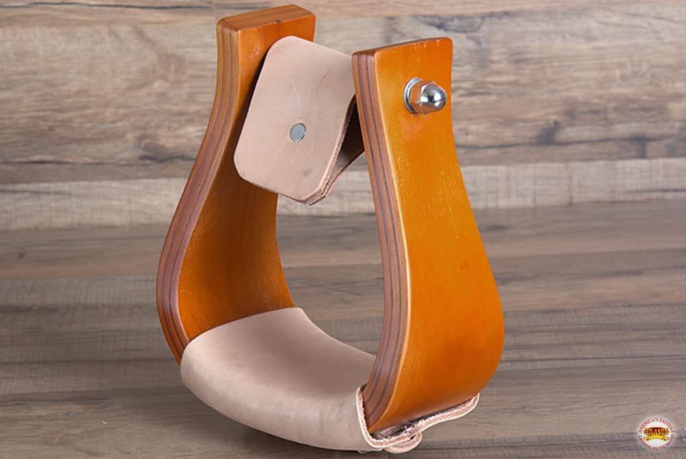 Wooden Offset Horse Saddle Stirrups Tan Large S1975