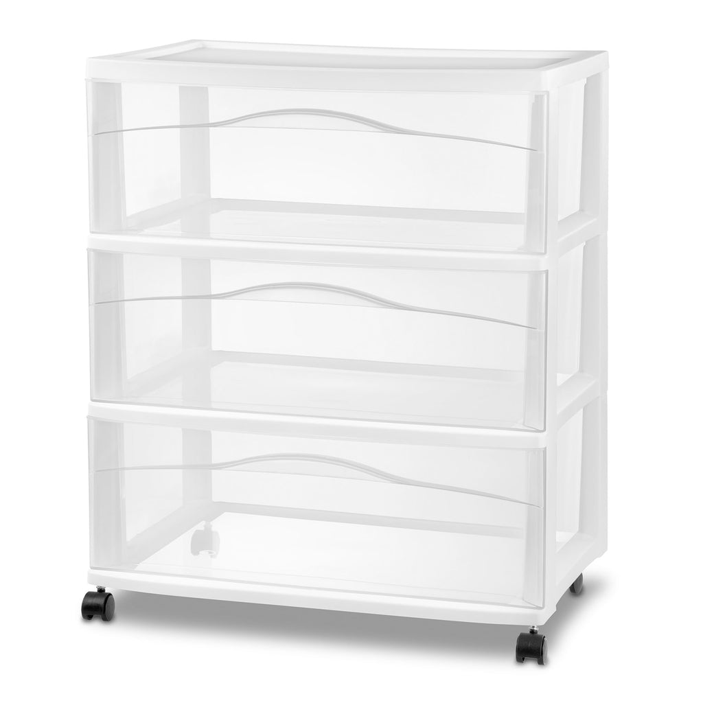 Wide 3 Drawer Plastic Rolling Storage Cart Z46434