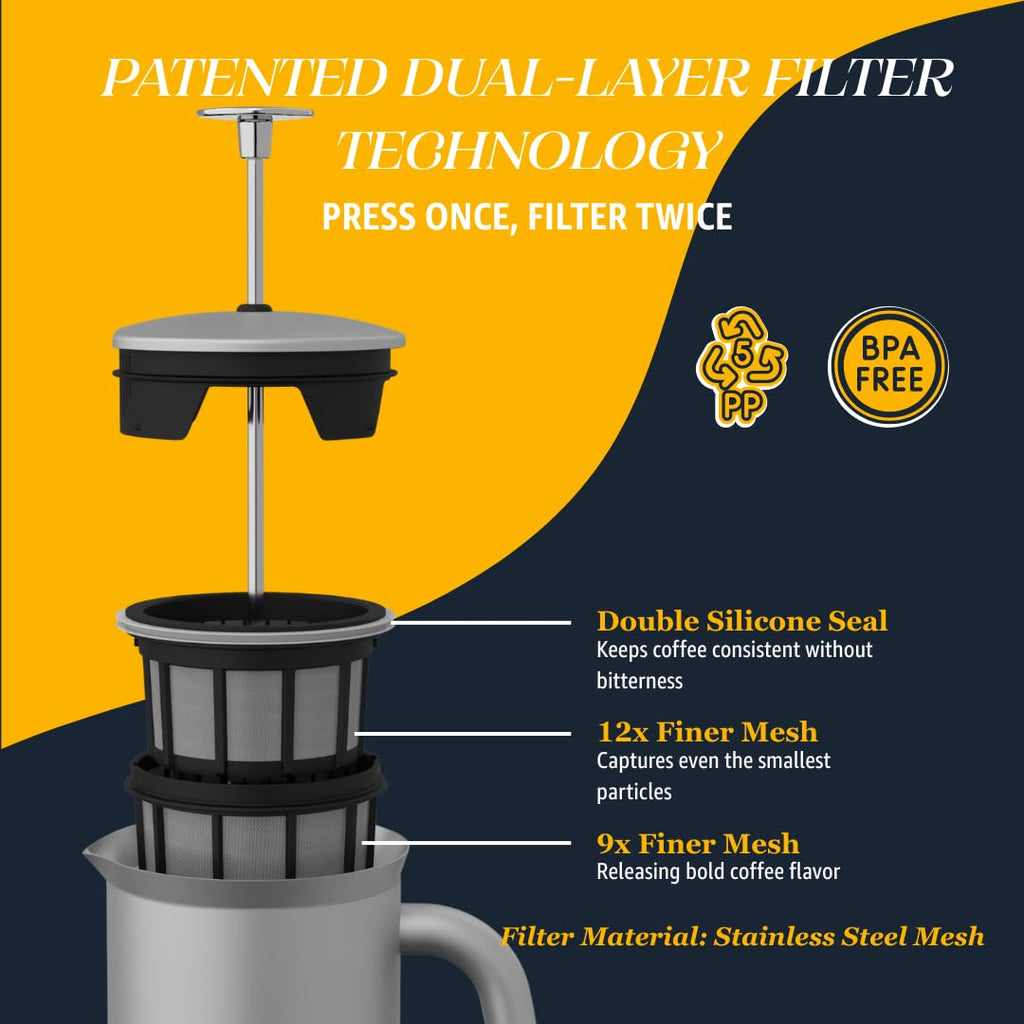 18oz Brushed Stainless Steel French Press R95670