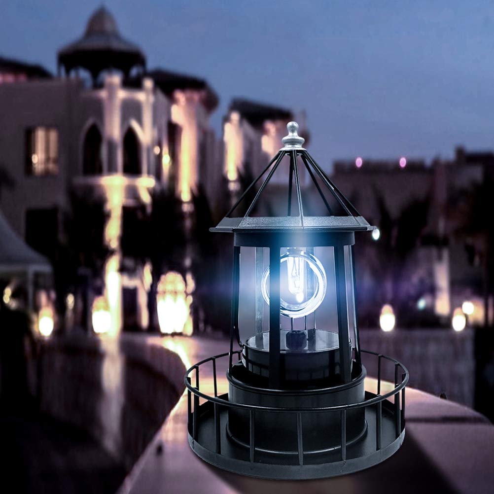Black Wrought Iron Solar Lighthouse P286