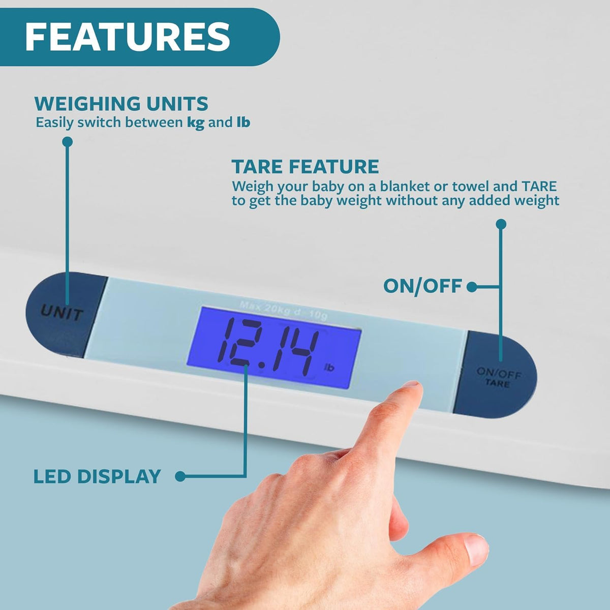 Baby & Pet Scale, 44 lb Capacity X162