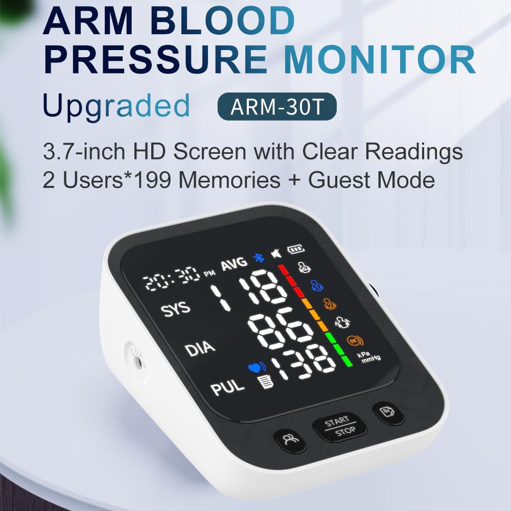 Automatic Upper Arm Blood Pressure Monitor with Large LED Screen and Adjustable Cuff G18434