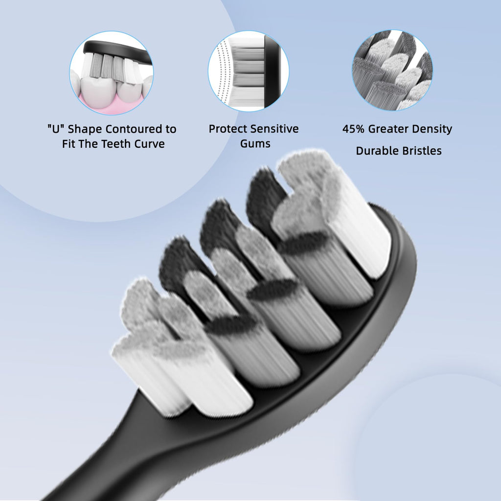 Black White Sonic Electric Toothbrush Set with 10 Brush Heads and Travel Case M484193