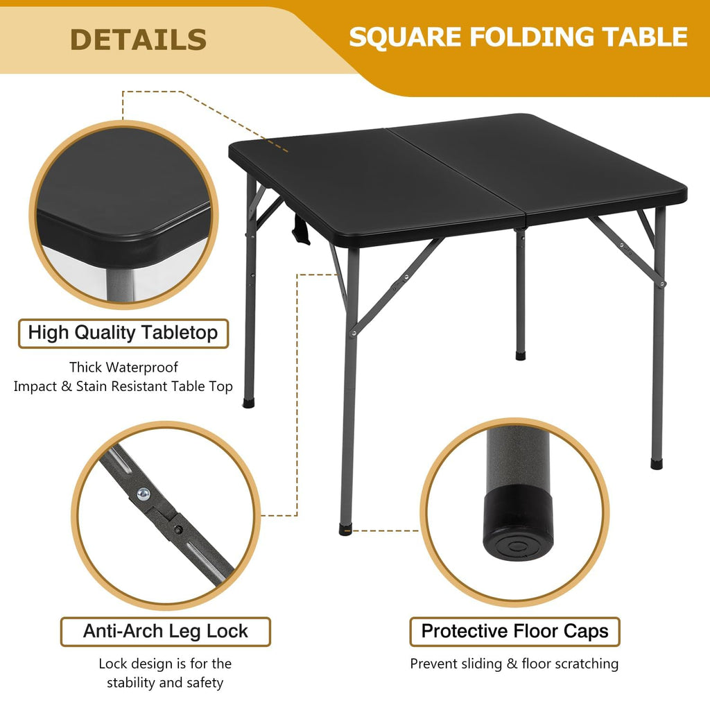 34" Black Folding Card Table W907769