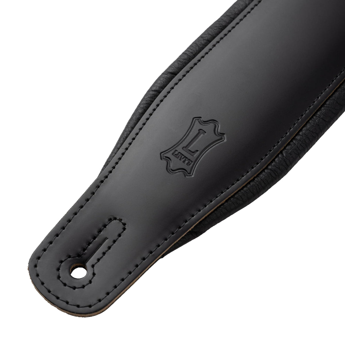 Black Leather Guitar Strap with Foam Padding D18486