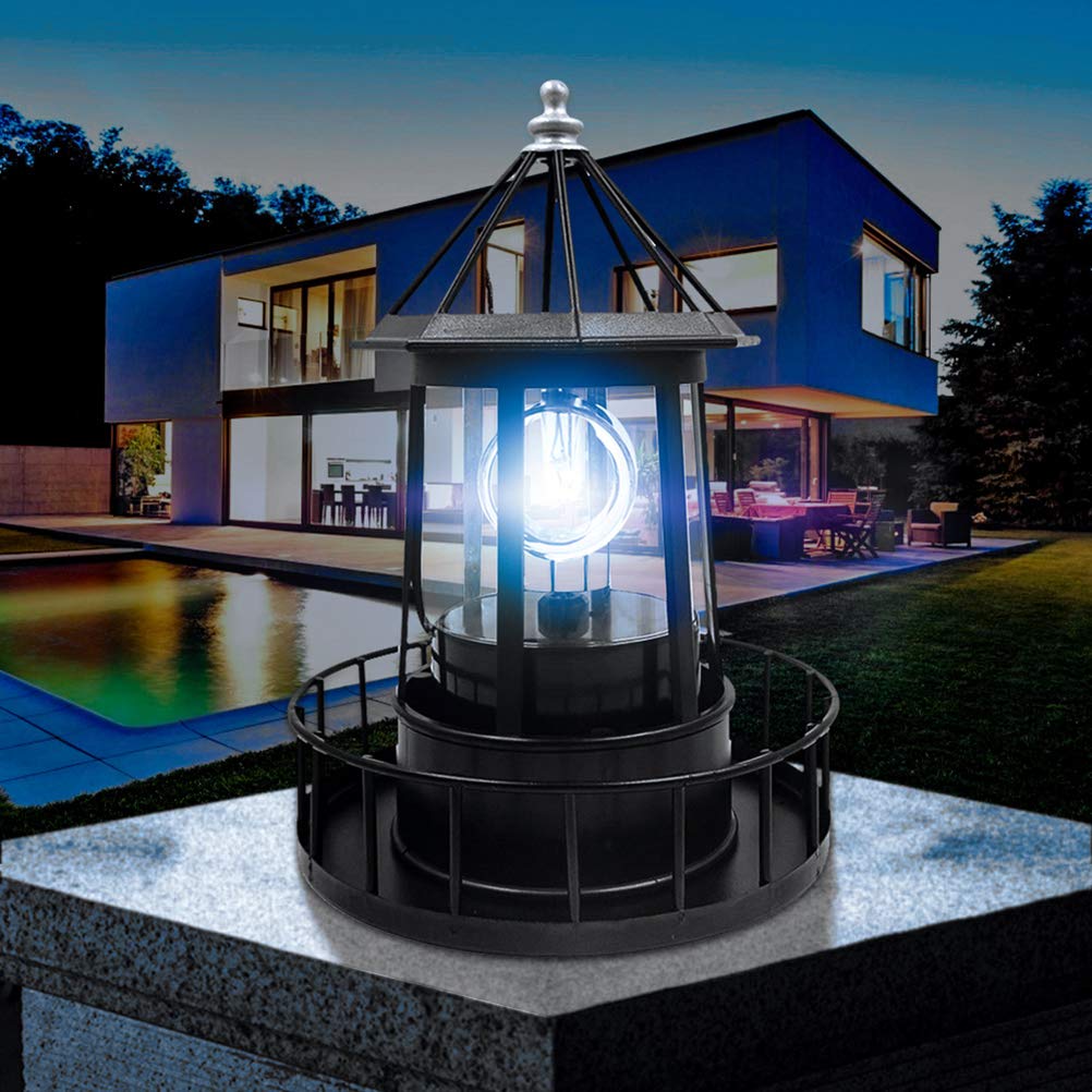 Black Wrought Iron Solar Lighthouse P286
