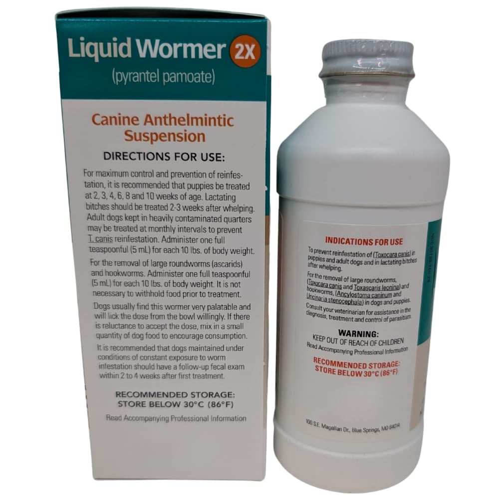 2 oz Pyrantel Pamoate Liquid Wormer for Dogs and Puppies Q121