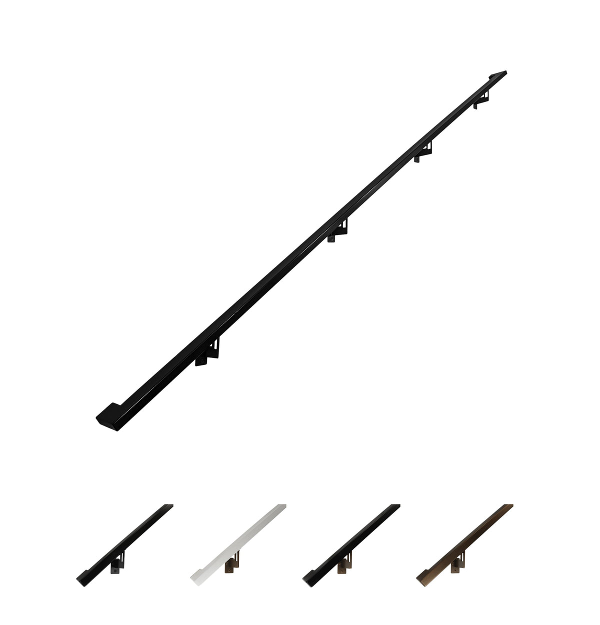 Aluminum Handrail Grab Bar Kit with Steel Brackets, Black 9 Foot P387222