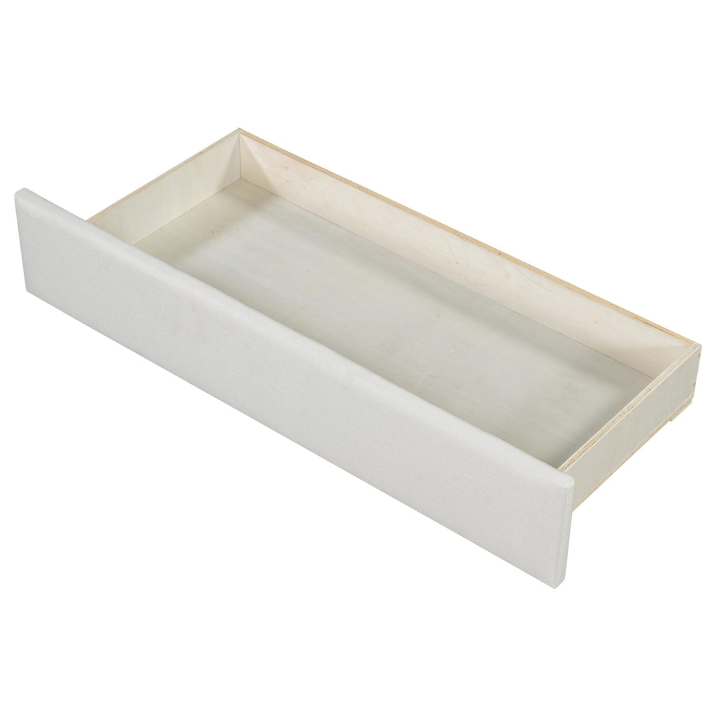 Beige Upholstered Daybed with Trundle and Storage Drawers I6447