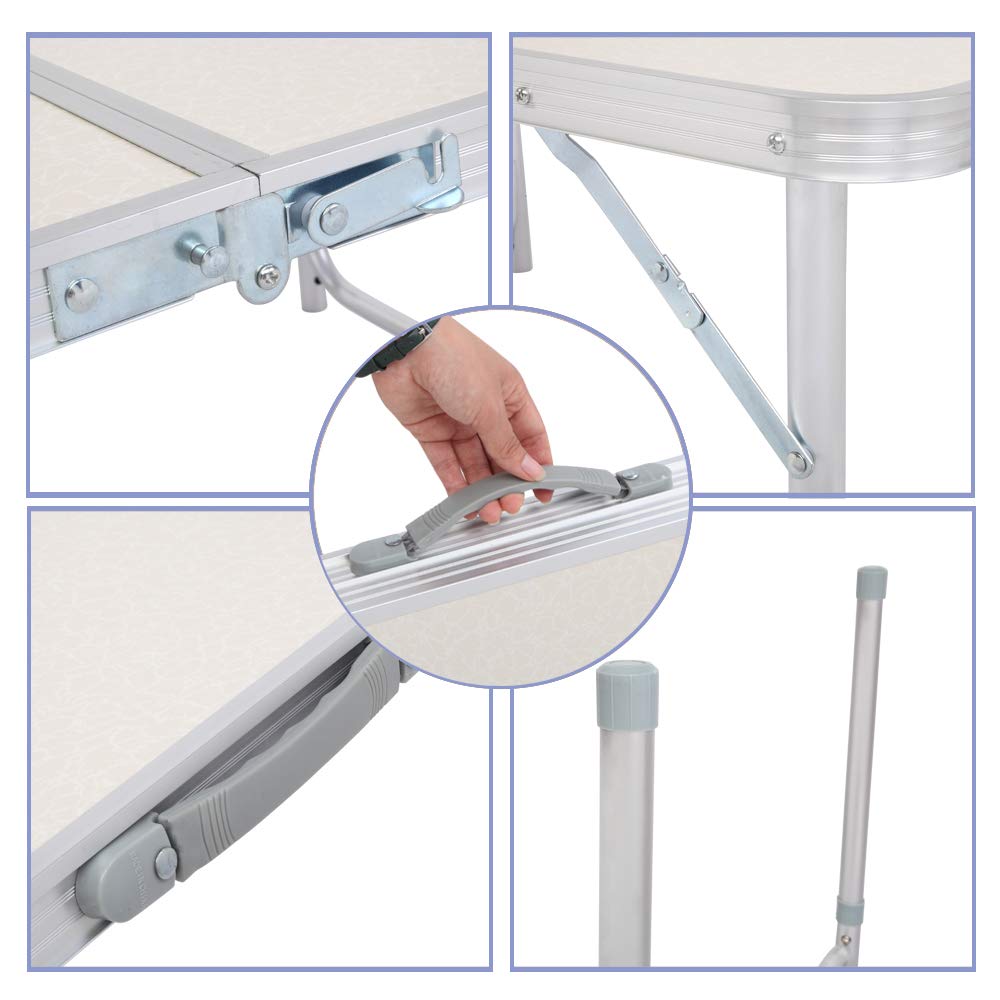 3ft Lightweight Aluminum Folding Picnic Camping Table with Carry Handle W6048