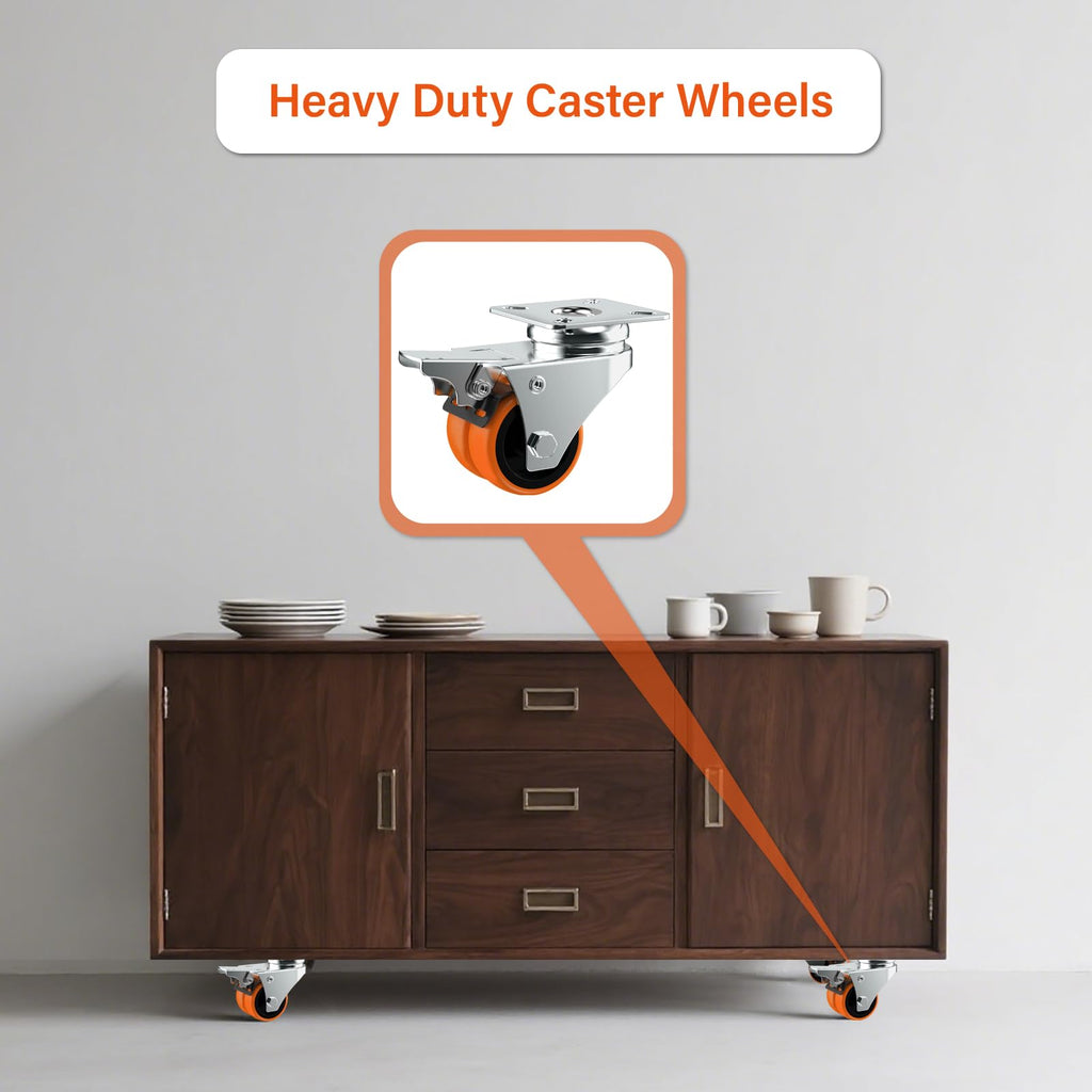 2" Double Wheel Casters with Brake 4 Pack A257