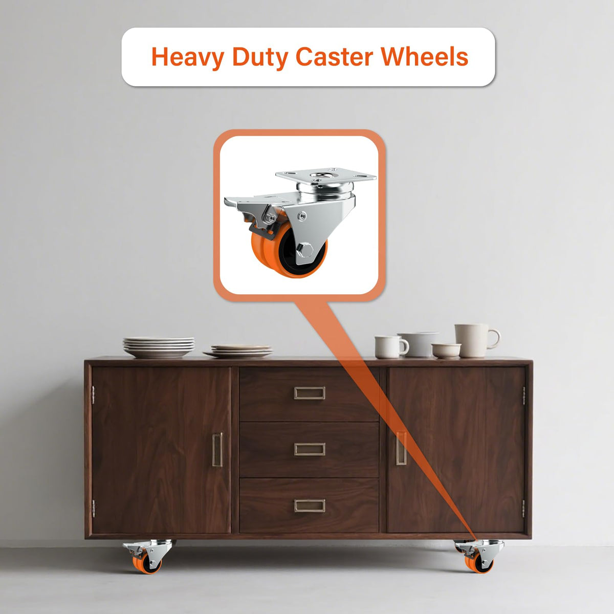 2" Double Wheel Casters with Brake 4 Pack A257