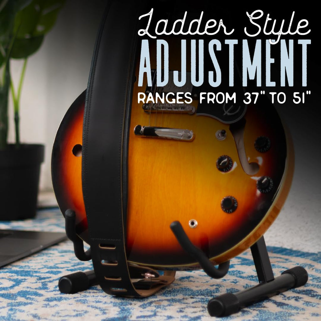 Black Leather Guitar Strap with Foam Padding D18486