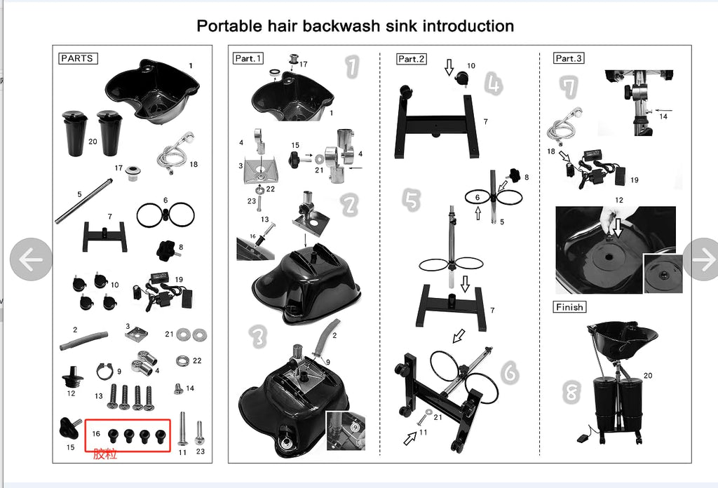 Portable Shampoo Bowl with Electric Pump K6932