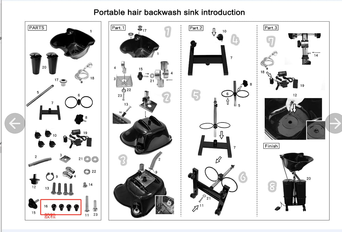 Portable Shampoo Bowl with Electric Pump K6932