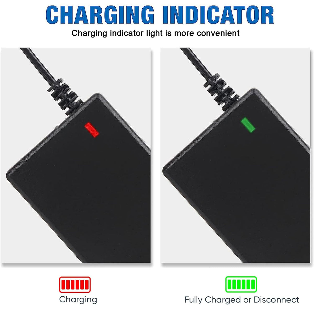 42V 2A Charger for 36V Lithium Battery, 5.5mm x 2.5mm and 8mm 3 Prong Connector I91453
