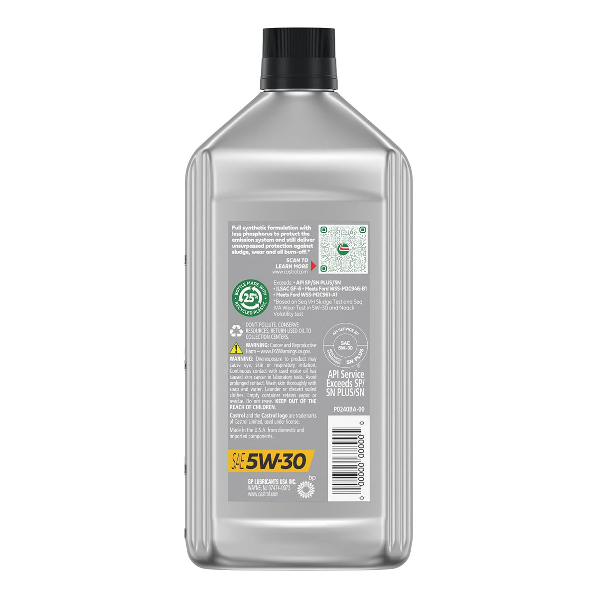 5W-30 Full Synthetic High Mileage Motor Oil, 1 Quart, Pack of 6 J51031