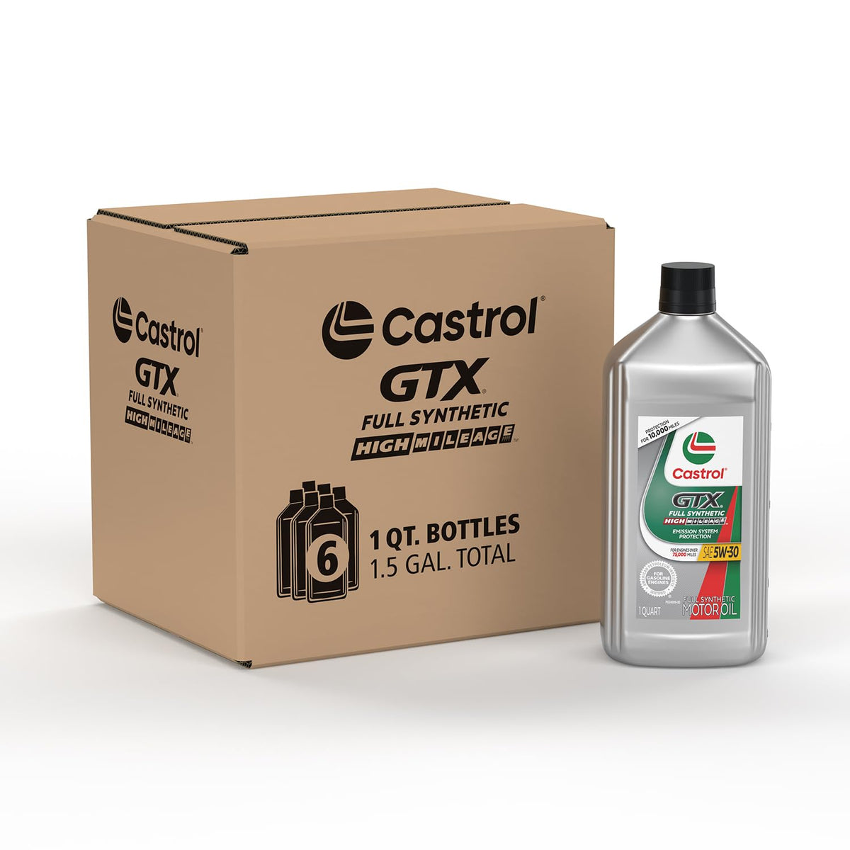 5W-30 Full Synthetic High Mileage Motor Oil, 1 Quart, Pack of 6 J51031