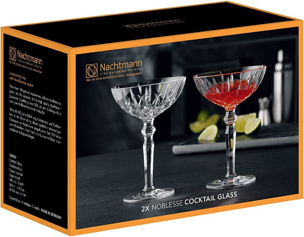 Clear Crystal Cocktail Coupe Glasses, Set of 2 W110