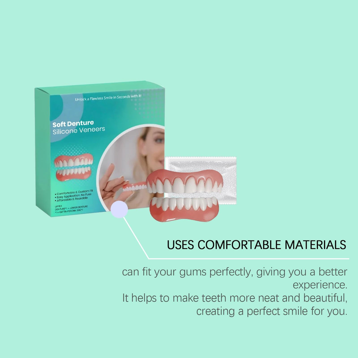 Soft Denture Silicone Veneers, Upper and Lower Denture Set K79055