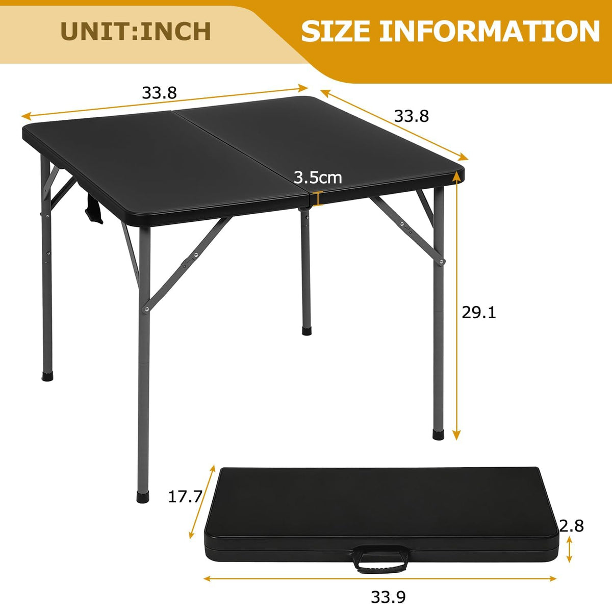 34" Black Folding Card Table W907769
