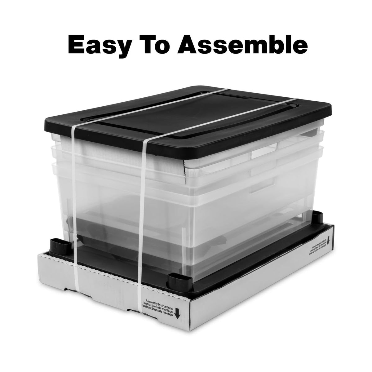 Black 3 Drawer Plastic Storage Organizer Tower with Clear Bins F489