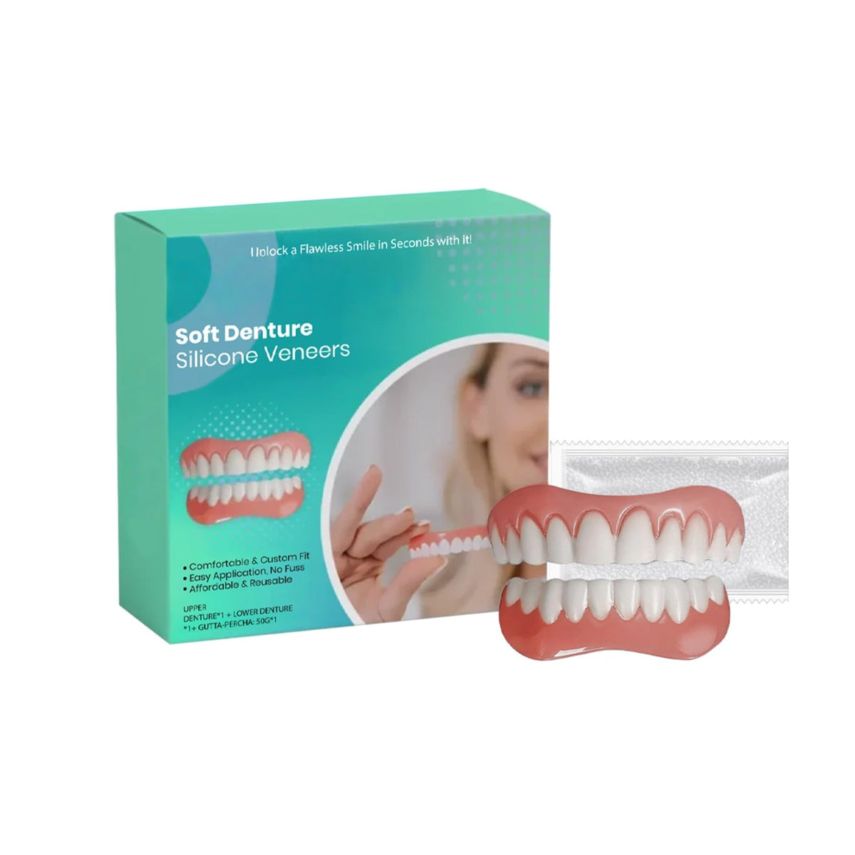 Soft Denture Silicone Veneers, Upper and Lower Denture Set K79055