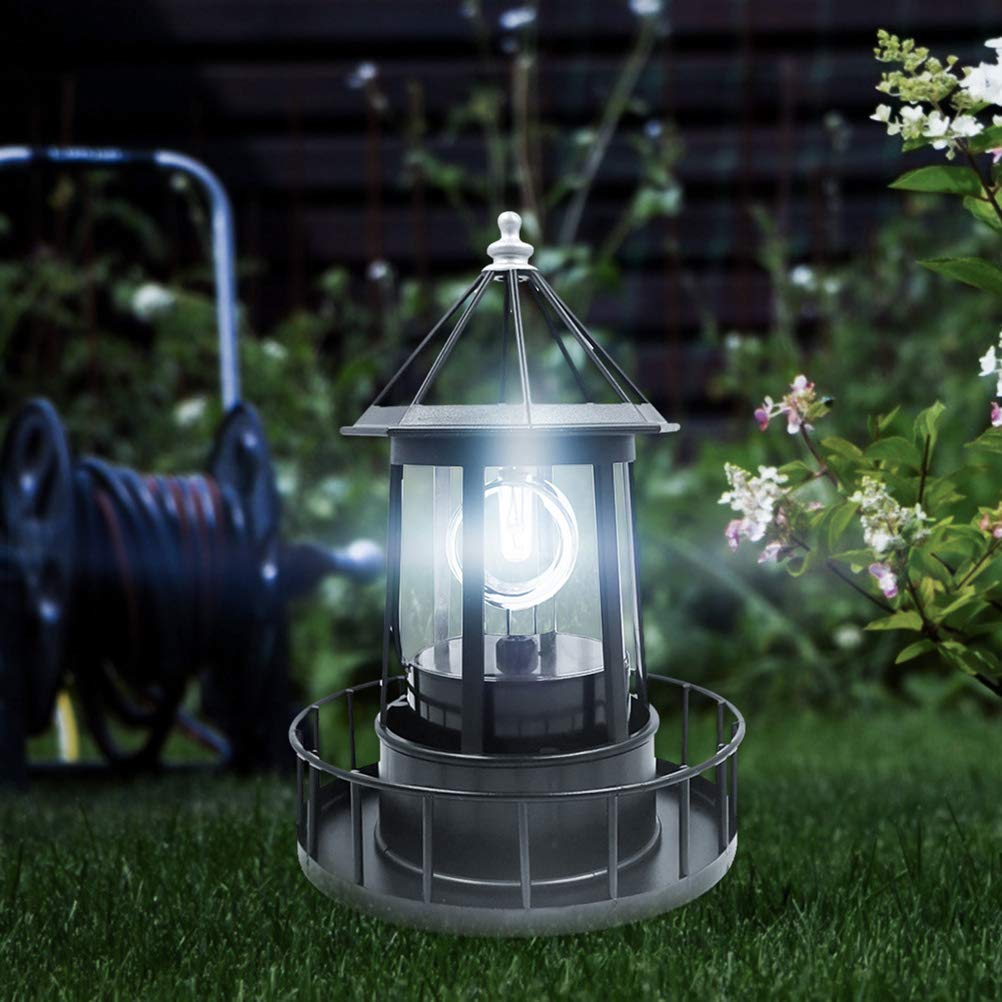 Black Wrought Iron Solar Lighthouse P286