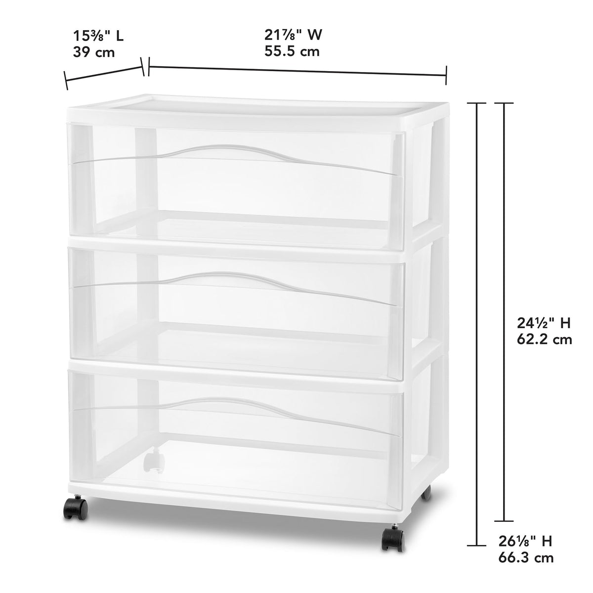 Wide 3 Drawer Plastic Rolling Storage Cart Z46434