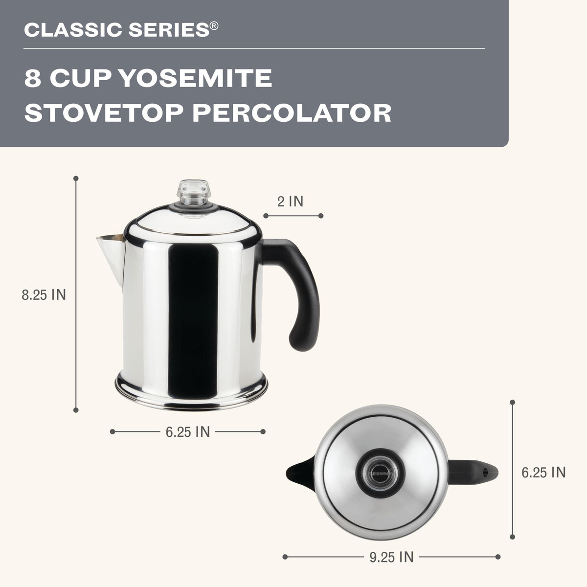 Stainless Steel 8-Cup Coffee Percolator C1709