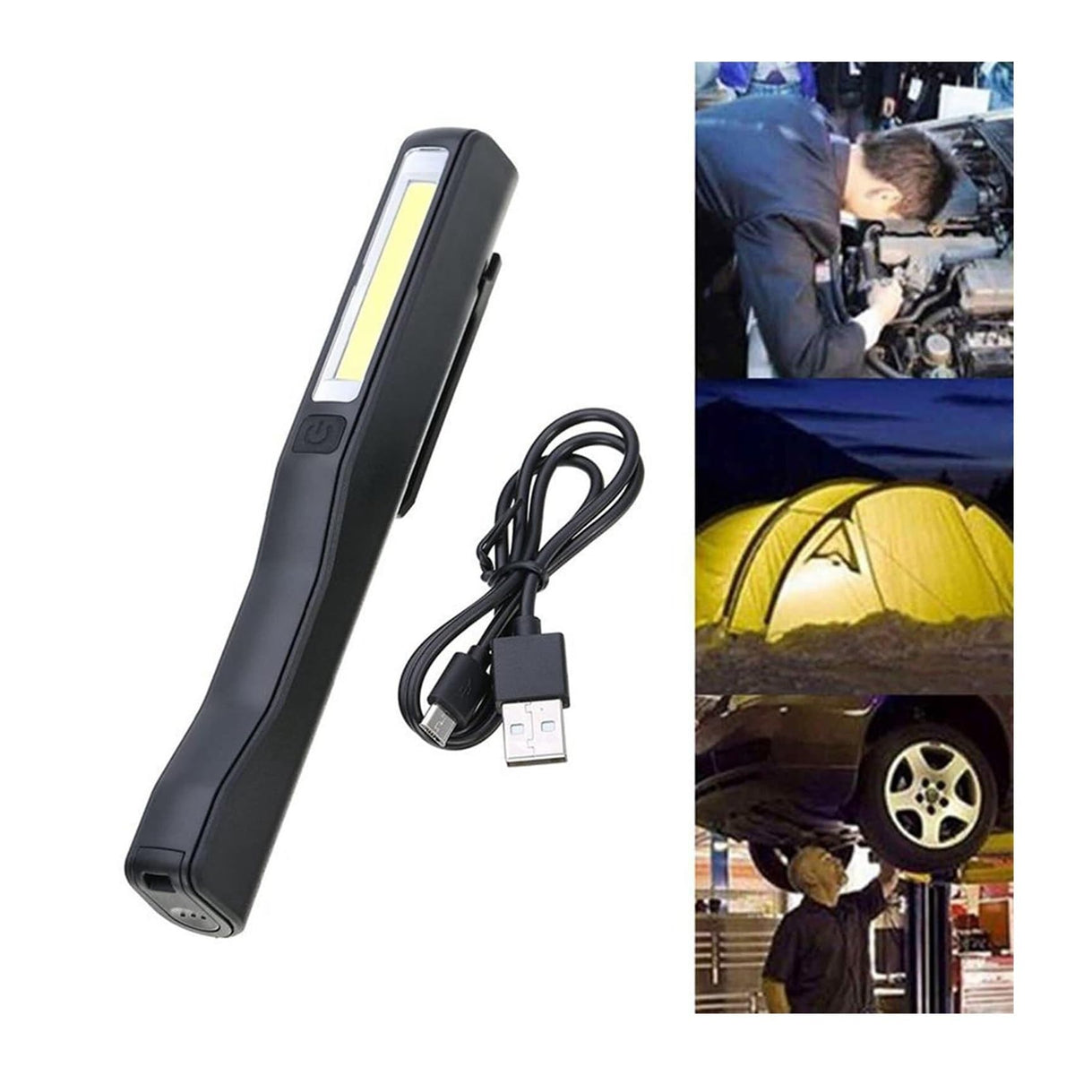 2-Pack Rechargeable LED COB Work Light 240LM Magnetic Portable Lamp USB Charging(Blue) U205