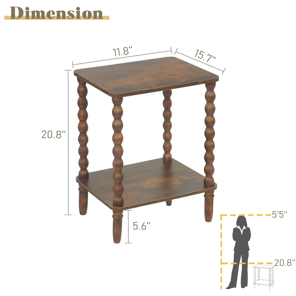 Side Table with 2-Tier Shelf E87347