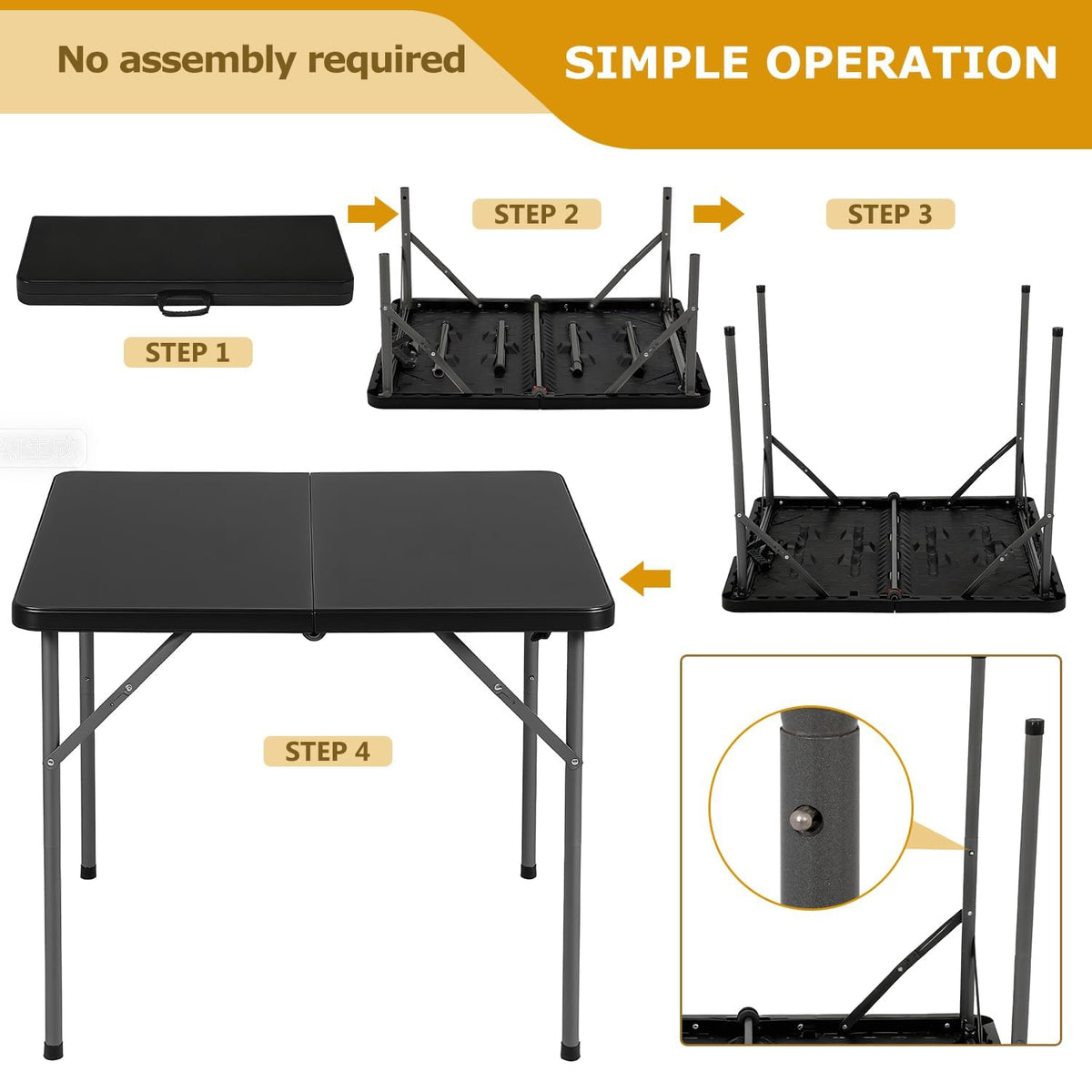 34" Black Folding Card Table W907769