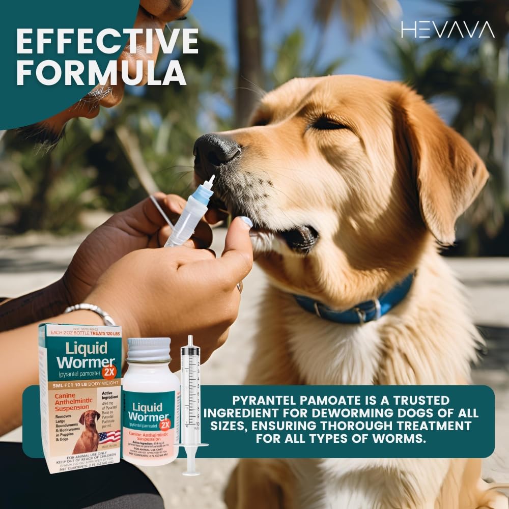2 oz Pyrantel Pamoate Liquid Wormer for Dogs and Puppies Q121