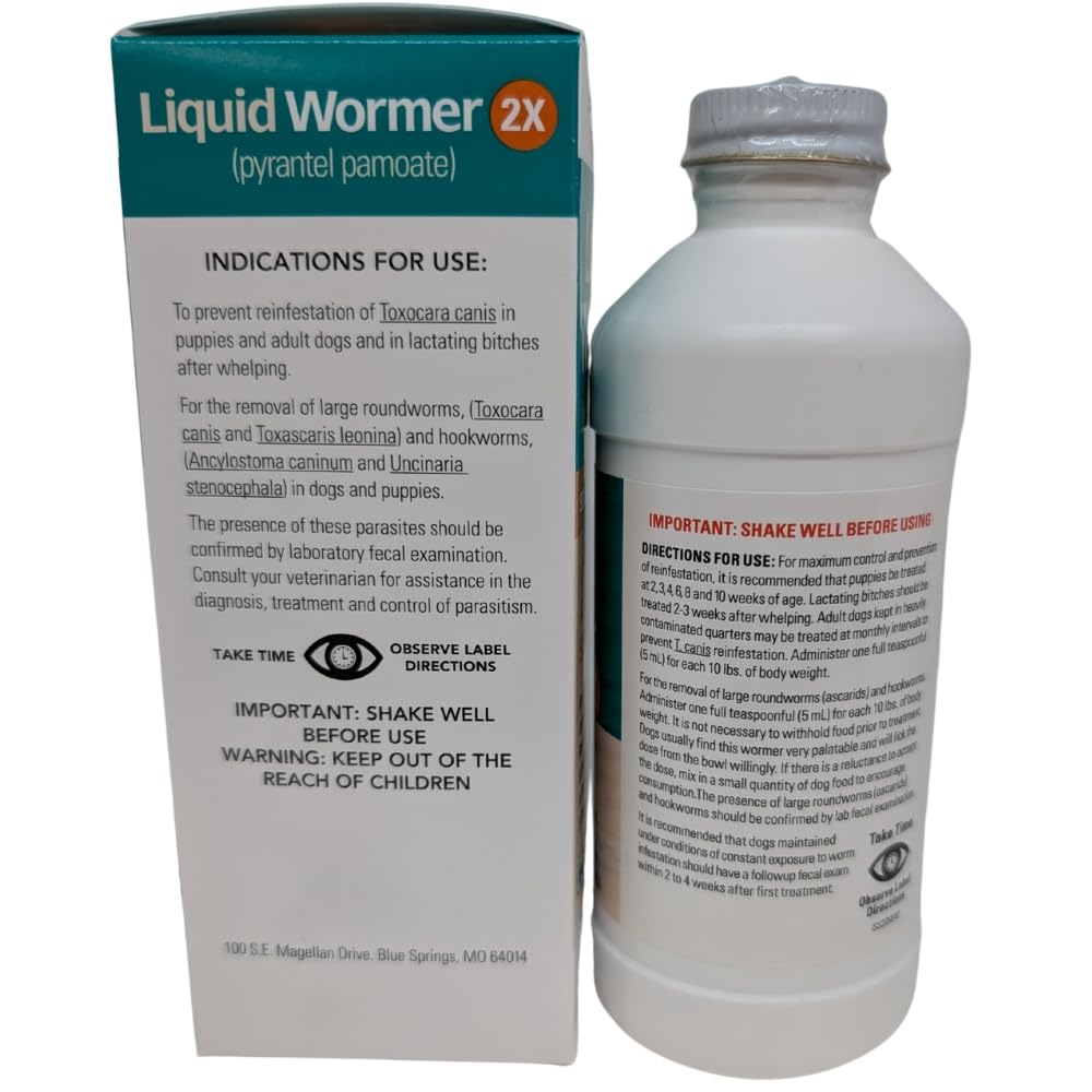 2 oz Pyrantel Pamoate Liquid Wormer for Dogs and Puppies Q121