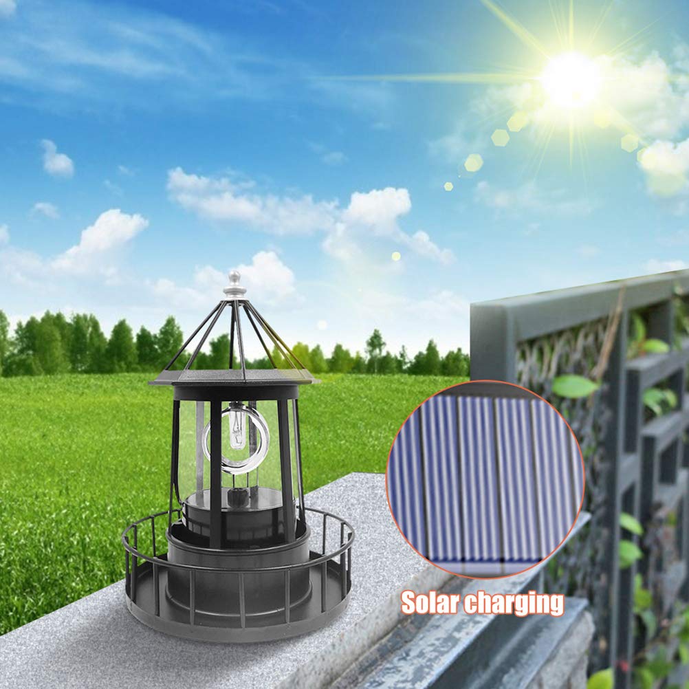Black Wrought Iron Solar Lighthouse P286