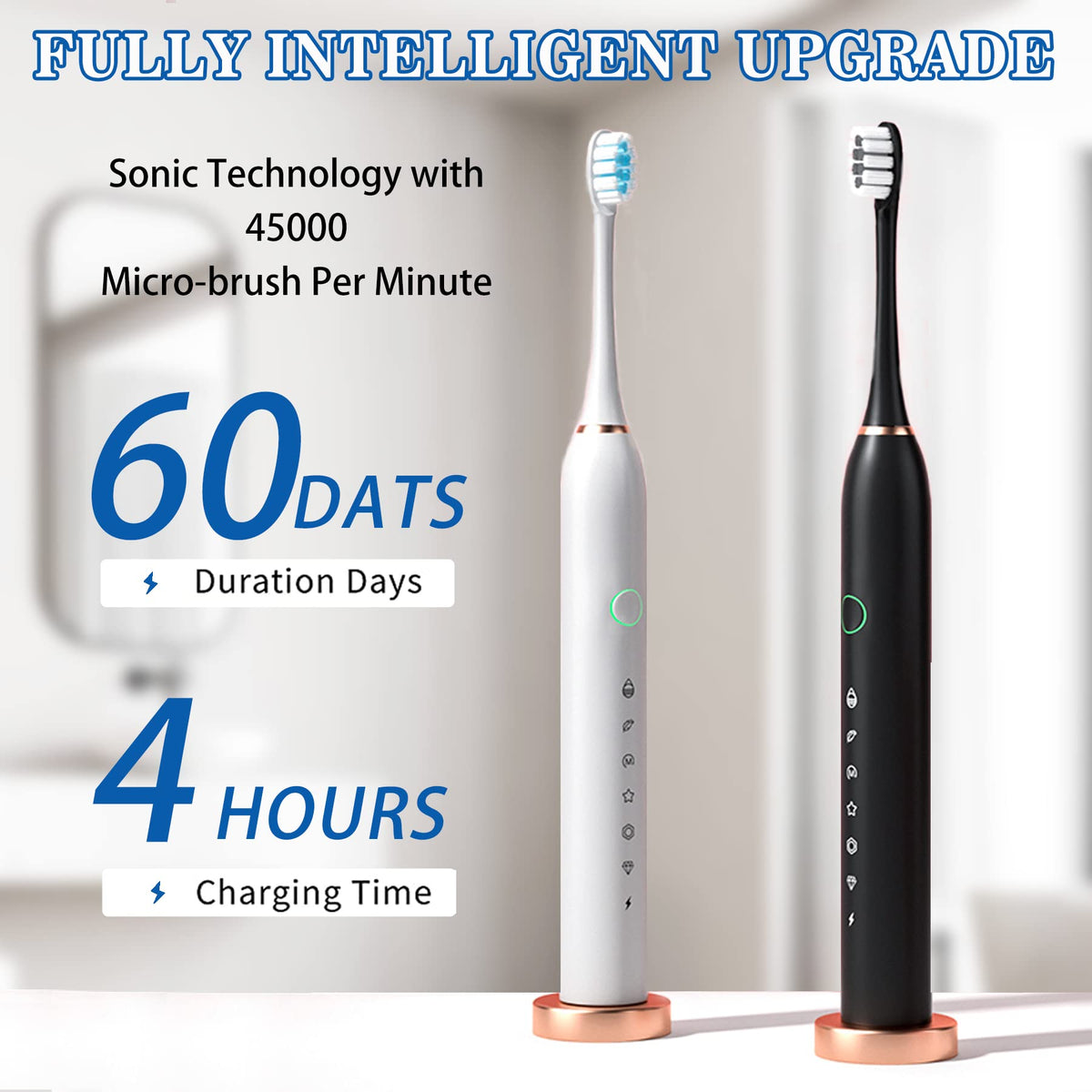 Black White 2 Pack Electric Toothbrush with 8 Brush Heads M465054