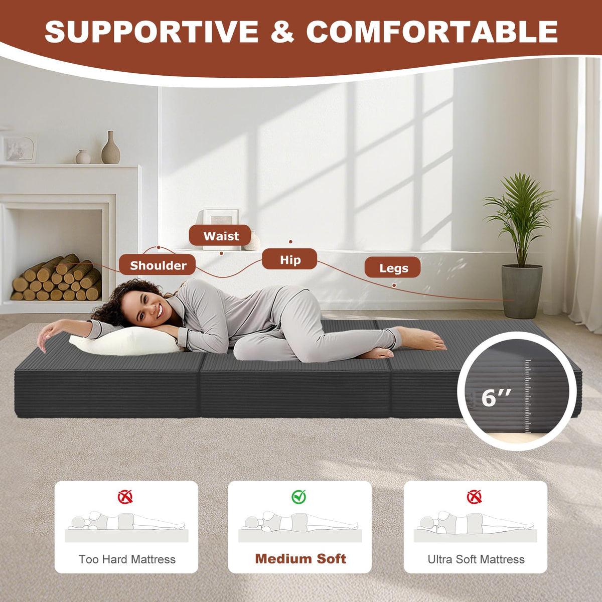 6-Inch Tri-Fold Foldable Mattress C28562